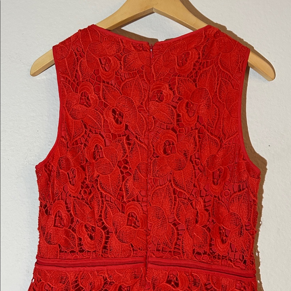 Ann Taylor Vibrant Red Lace Midi Dress - Picture 7 of 15
